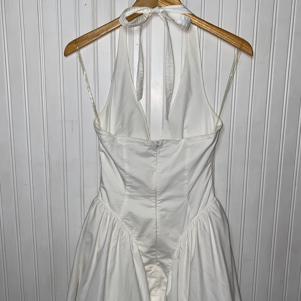 House of CB Marilyn Ivory Open Back Halter Dress Midi Pleated Skirt - Size S - Picture 16 of 16